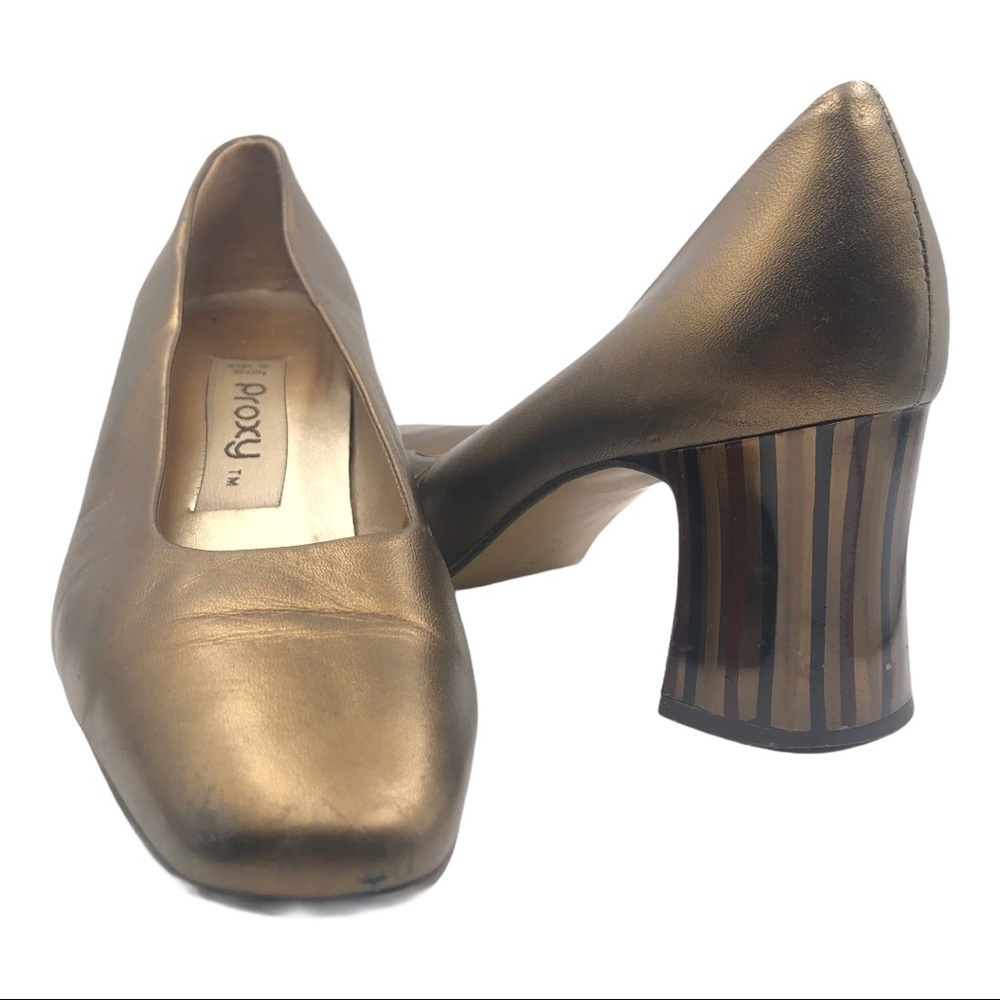 Proxy Dark Gold Metallic Leather 2" Heel Sz 7.5 B